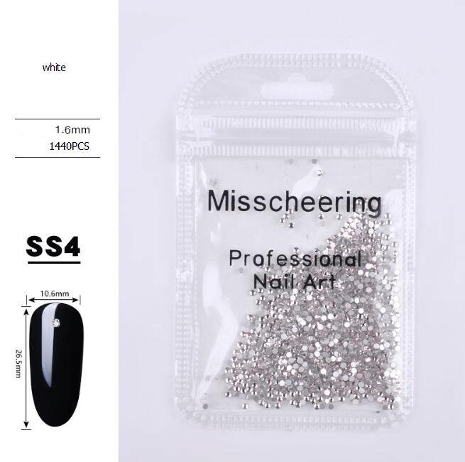 Nail Art Glitter Decorations Flat rhinestone 12 sizes 1440pcs/Pack SS3-SS50 Starry AB Rhinestones For Nails 3d Flatback Glass Strass Non Hotfix Crysta