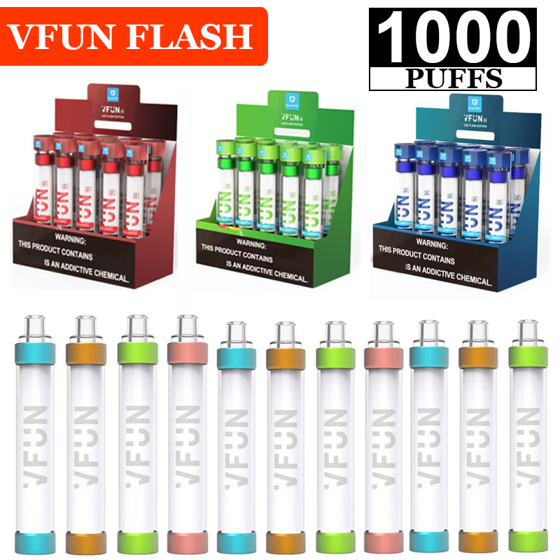 LED Flash VFun 1000 Puffs E Cigarette Disposable Device Kit 550mAh Battery 3ml Capacity Cartridge Vape Pen 10 Colors
LED Flash VFun 1000 Puffs E Cigarette Disposable Device Kit 550mAh Battery 3ml Capacity Cartridge Vape Pen 10 Colors