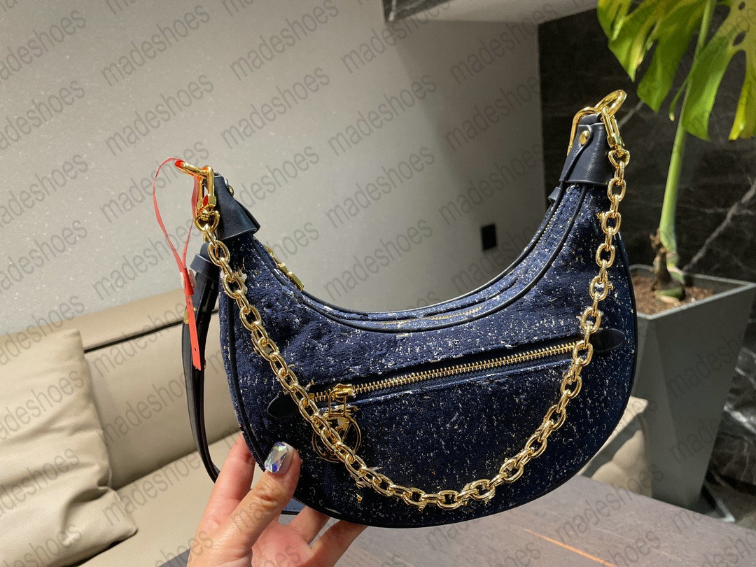 2022 Collection Loop Half-moon Chain Baguette Croissant bag Monograms handbag Cross Body M81098 M81166 Jacquard Weave Faded Denim Designer 1
2022 Collection Loop Half-moon Chain Baguette Croissant bag Monograms handbag Cross Body M81098 M81166 Jacquard Weave Faded Denim Designer 1
