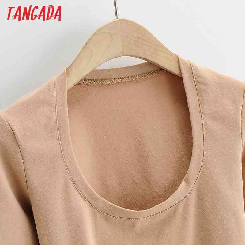 Women Vintage Strethy Crop T Long Sleeve O Neck Tees Ladies Casual Tee Shirt Street Wear Top 4P08 210416