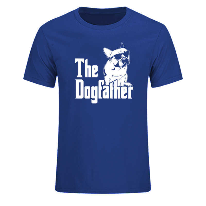 The Dogfather Dog Dad French Bulldog Funny T Shirts Men Summer Cotton Harajuku Short Sleeve O Neck Streetwear Tops EU Size 210629