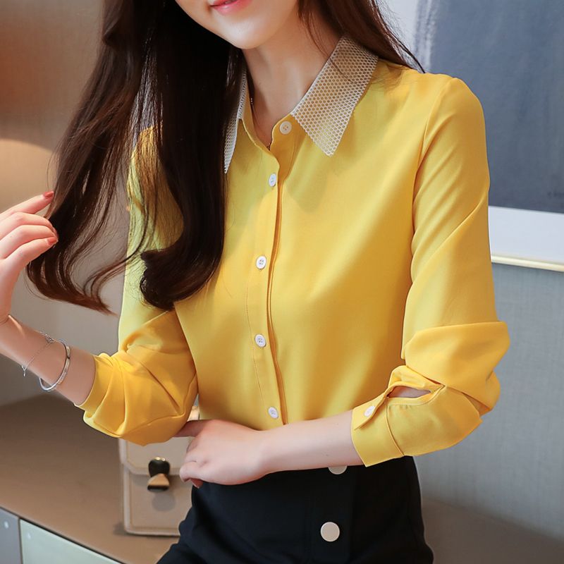 womens tops and blouses blusas mujer de moda autumn woman blouses shirts long sleeve Office Lady chiffon shirts 6102 50 210417