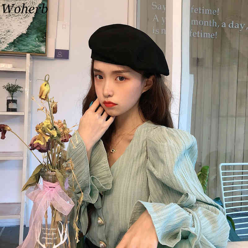Solid Office Ladies Shirts Spring Summer V-neck Vintage Pleated Blusas Mujer Fashion Elegant Sweet Women Blouses 210519