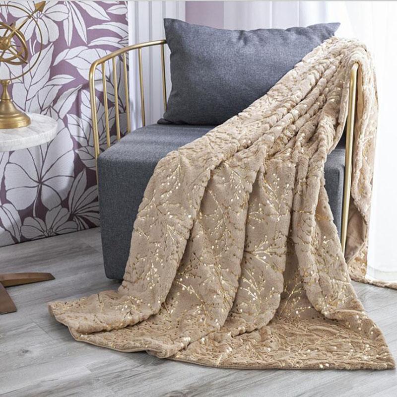 Fur PV Velvet Bronzing Branches Blanket Super Warm Soft Lunch Break Travel Sofa Throw Bedspread Blankets