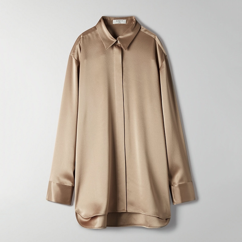 Spring and summer shirt women's loose Lapel long sleeve single breasted top 210602