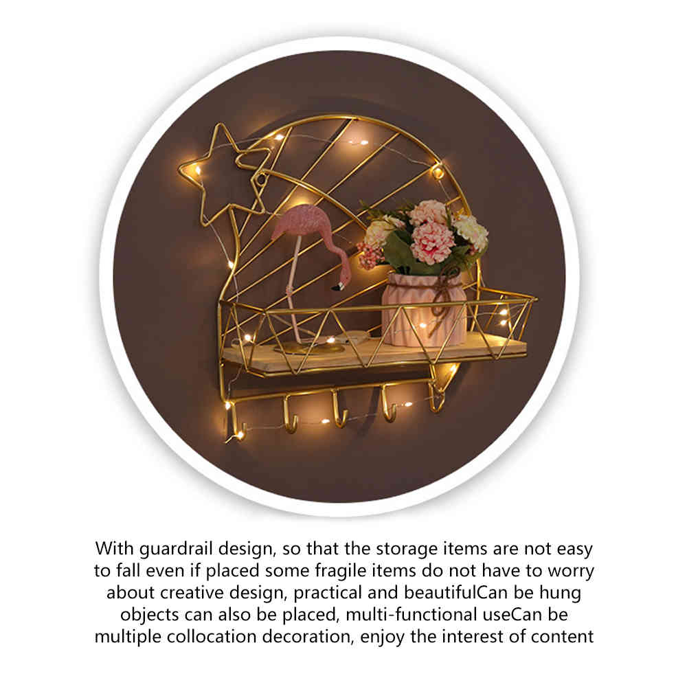 Wall Hanging Storage Rack Iron Art Display Shelf Living Room Decorative Frame Key Holder For Office Home Accessory