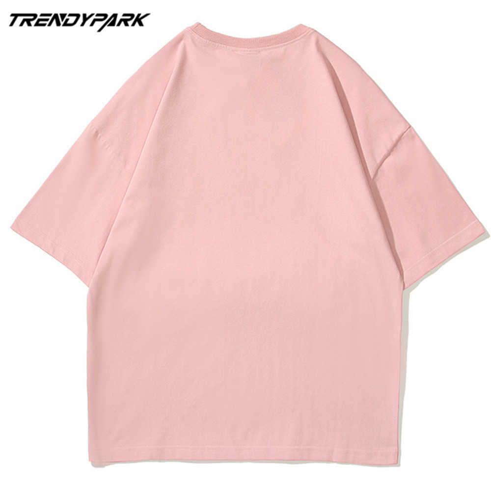 Men's Tshirt Cartoon Rabbit Print Summer Short Sleeve Hip Hop Oversized Cotton Casual Harajuku Streetwear Top Tshirts Clothing 210601