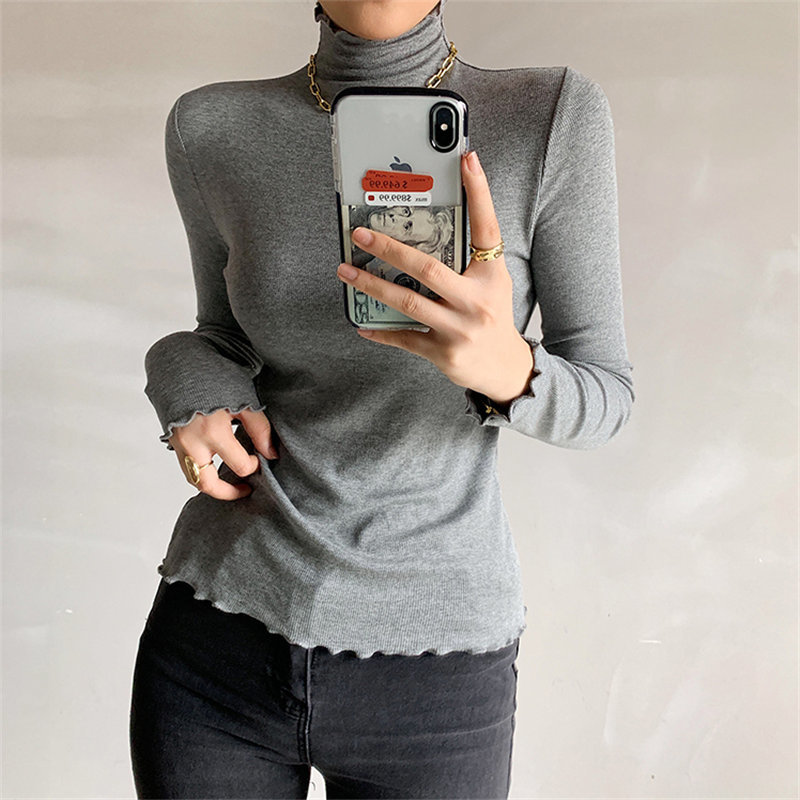 Fashion Women Arrival Shirt Solid Warm Thicken Large Size Casual Basic Korea Brief Minimalist Tops T-shirt 210421