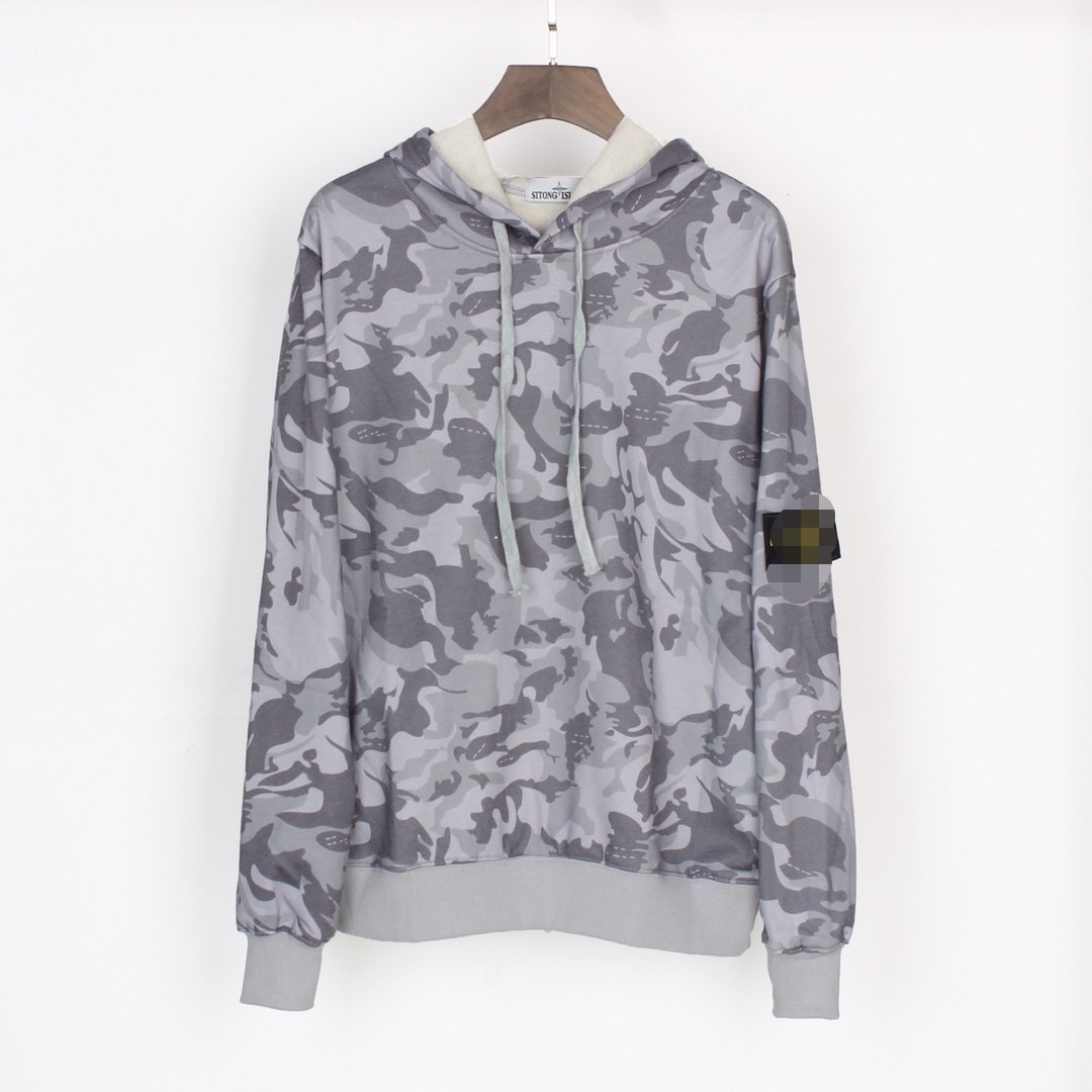 camouflage men's 2020 new Stone printed Island Hoodie, Black