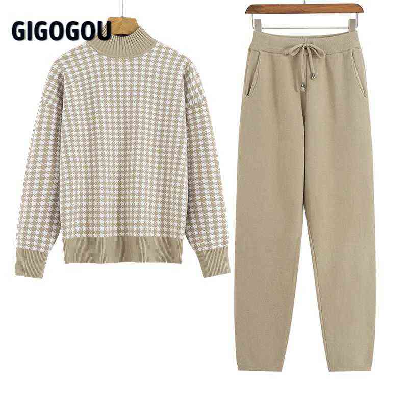 GIGOGOU Houndstooth Knit Women Sweater Costume Thick Turtleneck Winter Oversized Casual Loose Pullover Sweaters 2 Pieces Sets Y1110, Dark khaqi 6668
GIGOGOU Houndstooth Knit Women Sweater Costume Thick Turtleneck Winter Oversized Casual Loose Pullover Sweaters 2 Pieces Sets Y1110, Dark khaqi 6668