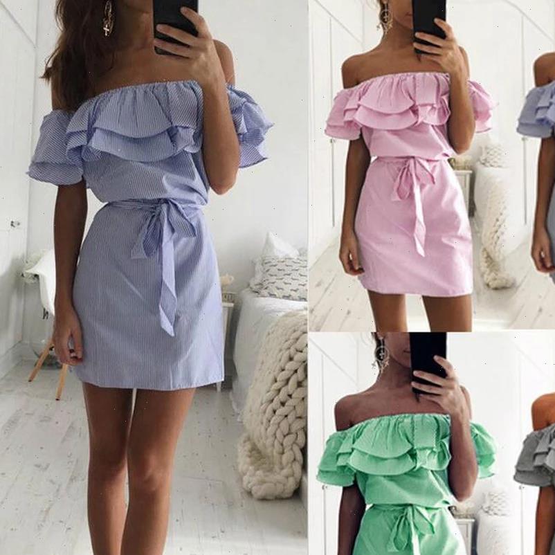 Women Dresses Summer Off Shoulder Strapless Striped Ruffles Dress Sundresses Beach Casual Shirt Short Mini Party Robe, Black;gray
Women Dresses Summer Off Shoulder Strapless Striped Ruffles Dress Sundresses Beach Casual Shirt Short Mini Party Robe, Black;gray