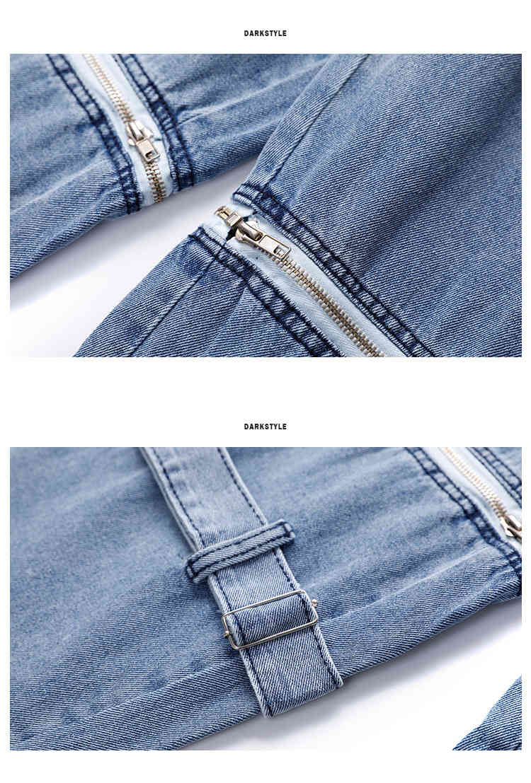 IEFB Streetwear Zipper Detachable Wide Leg Jeans Men's Fashion Hip Hop Loose Black Denim Pants Trousers 9Y5077 210524