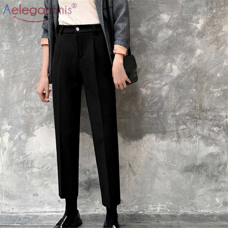 Aelegantmis High Waist Casual Classic Women Woolen Harem Pants Korean Fashion Elegant Simple Female Wool Trousers Vintage 210607, Black
Aelegantmis High Waist Casual Classic Women Woolen Harem Pants Korean Fashion Elegant Simple Female Wool Trousers Vintage 210607, Black