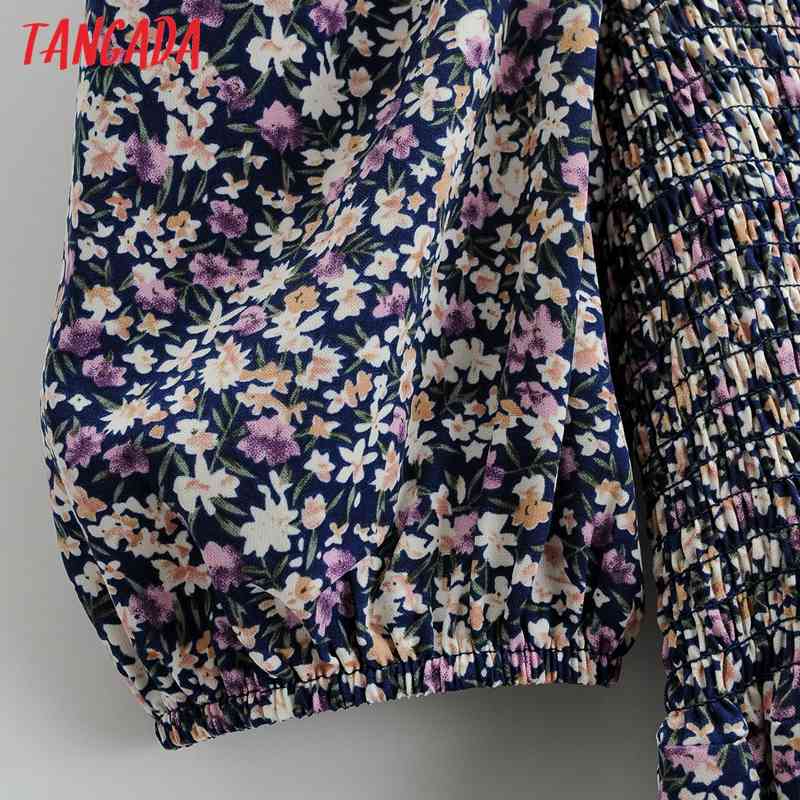 Summer Women Flowers Print Puff Short Sleeve Ladies Mini Dress Vestidos 1F52 210416
