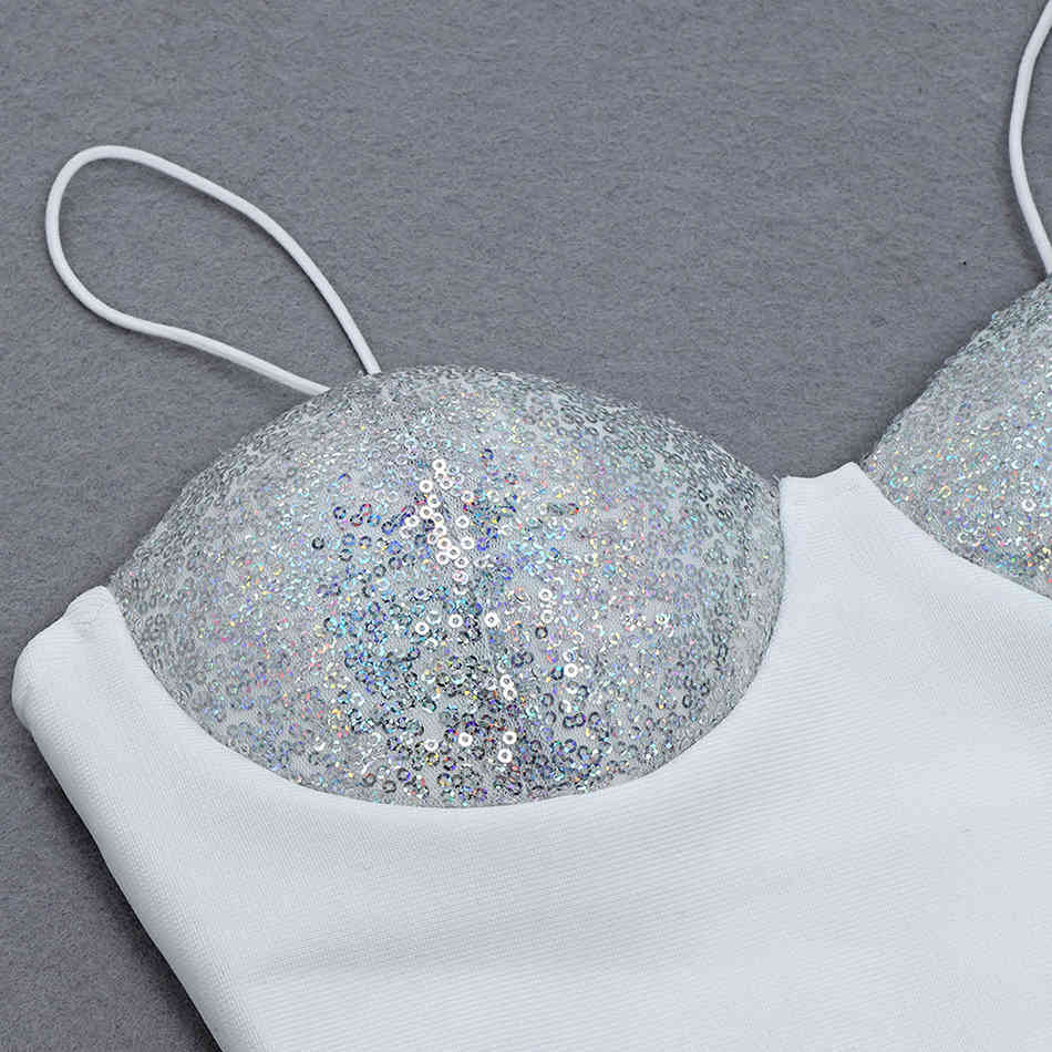 Free Women's Sexy Spaghetti Bandage Dress Sleeveless Sequined Bodycon Summer Club Evening Party Vestidos 210524