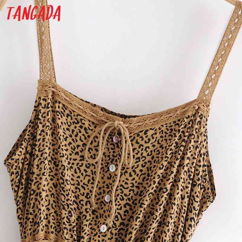Summer Women Leopard Print Long V Neck Waist Adjust Ladies Maxi Dress Vestidos 3W140 210416
