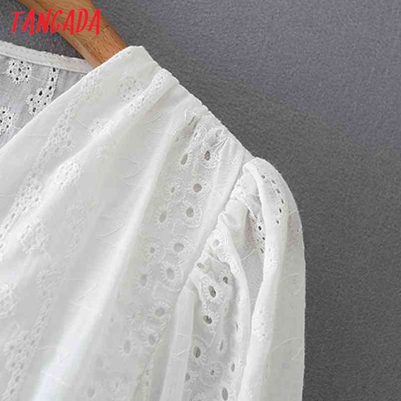 Women Retro Embroidery Romantic Crop Blouse Long Sleeve Chic Female Shirt Tops 2M144 210416