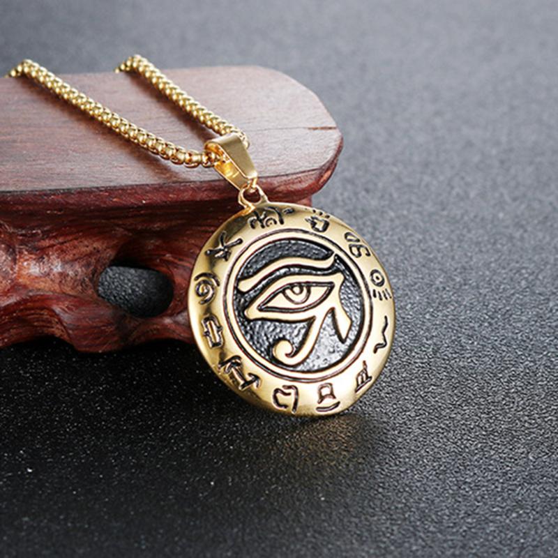 Pendant Necklaces Egyptian Eye Of Horus Necklace Anitque Coin Osiris European Style Mens In Stainless
