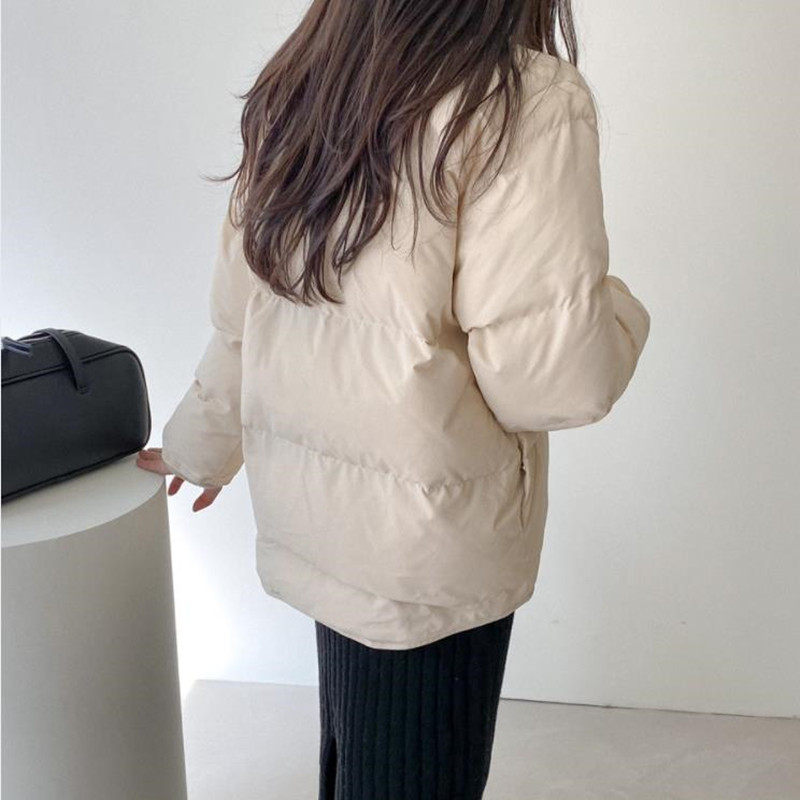 OL Autumn Winter Jacket Women Fashion Basic Bread Clothes Elegant Warm Coat Solid Loose Outwear Parkas Female 210421
