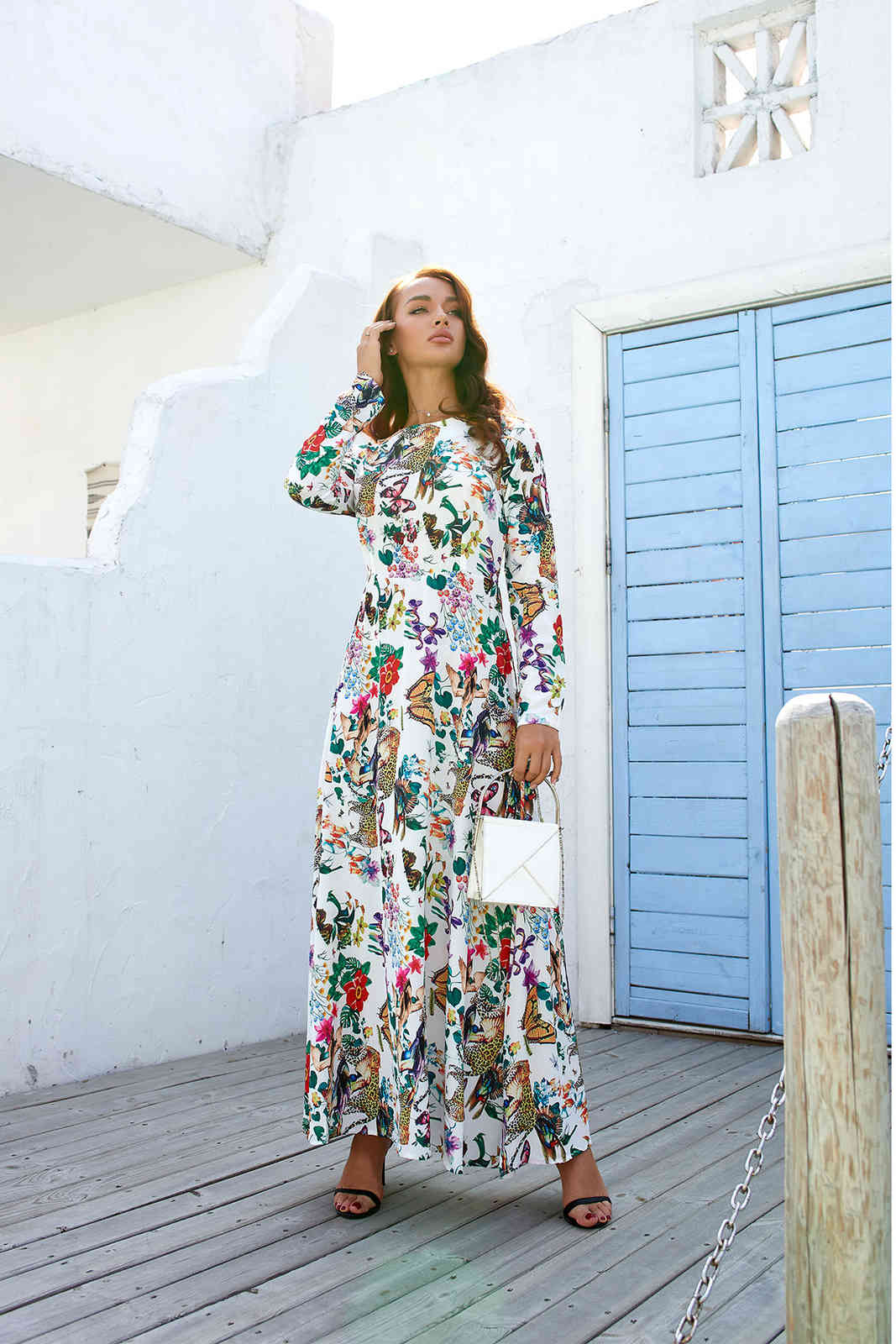 Women Dress Printed Bohemia es Sexy Long Print Floral Maxi Sleeve Large Hem es Spring Summer 210513