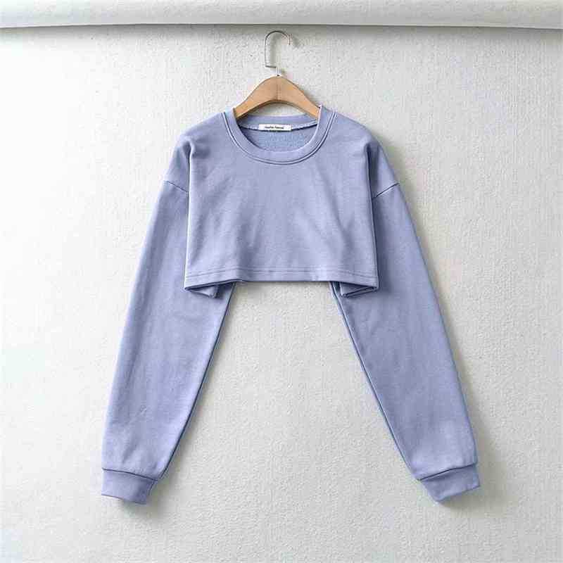 Round neck Pullover short solid color sweater women' sexy open navel Sports Top, White
Round neck Pullover short solid color sweater women' sexy open navel Sports Top, White