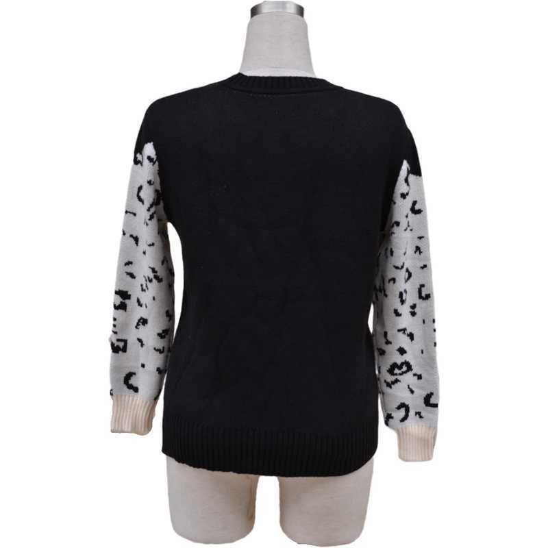 Autumn Winter Leopard Women Sweater Oversize Knitwear Womens Pullovers s Green Casual Female Knitted Jumper 210604