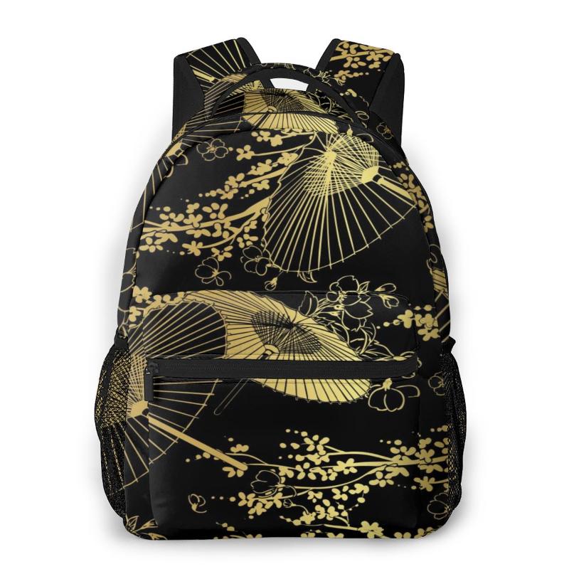 Backpack Mountaineering Japanese Gold Fan Flower Umbrella Shoulder Bags Backpacks, Black
Backpack Mountaineering Japanese Gold Fan Flower Umbrella Shoulder Bags Backpacks, Black
