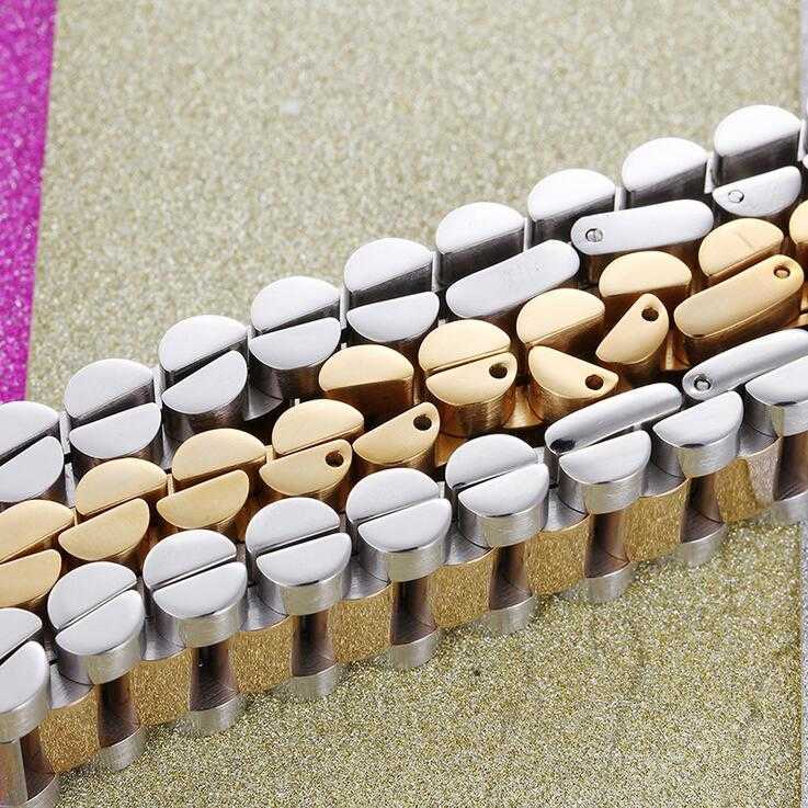Fashion 15mm Luxury Mens Womens Watch Chain Watch Band Bracelet Hiphop Gold Silver Stainless Steel Watchband Strap Bracelets C