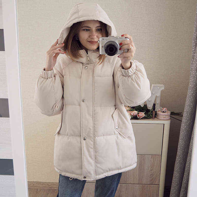 Women Parkas jacket Fashion solid thick warm winter hooded jacket coat winter parkas solid outwear jacket 211130