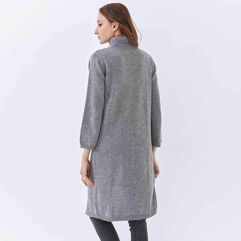 Loose Black Knitted Pullover For Women Turtleneck Long Sleeve Front Split Casual Sweater Female Fall Style 210524