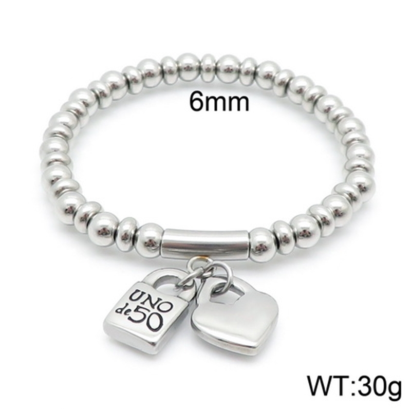 Fashion Women Men Silver Color Gold Stainless Steel Roud Ball Bead key UNO de50 Lock Chain Bracelet Jewelry 210421, Golden;silver
Fashion Women Men Silver Color Gold Stainless Steel Roud Ball Bead key UNO de50 Lock Chain Bracelet Jewelry 210421, Golden;silver