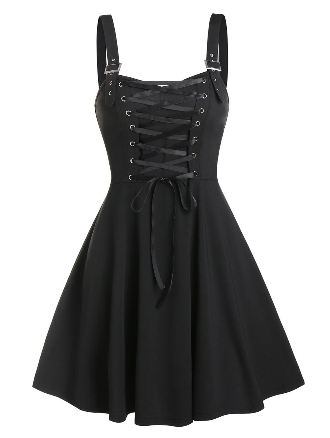 2021wipalo lace up buckle strap a line dress gothic harajuku vintage summer sleeveless party dress women plus size casual dress, Black;gray
2021wipalo lace up buckle strap a line dress gothic harajuku vintage summer sleeveless party dress women plus size casual dress, Black;gray