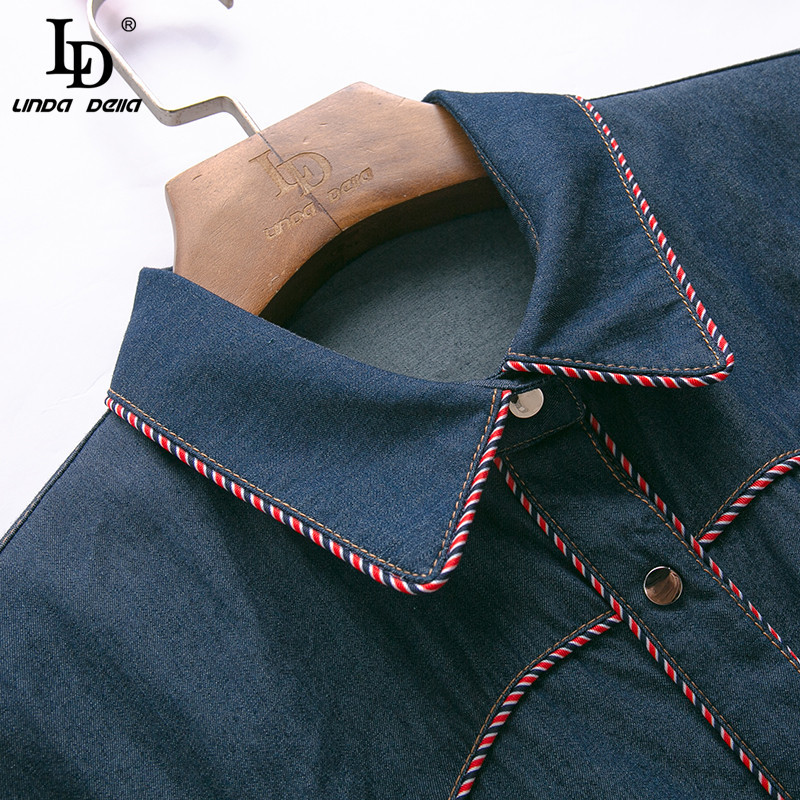 Autumn Fashion Runway Skirts Suit Women Long sleeve Denim Tops and High waist Retro Midi 2 Pieces Set 210522