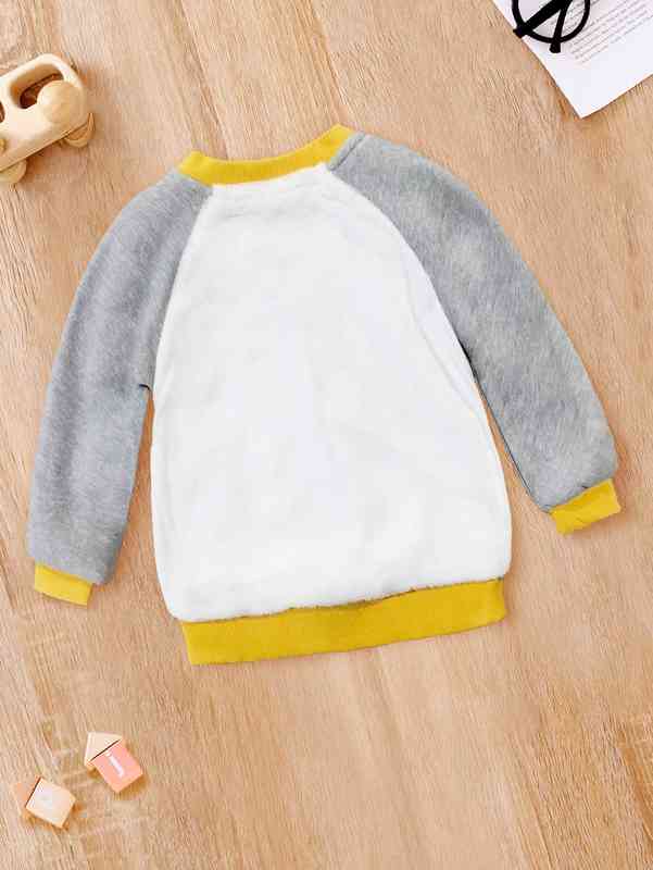 Baby Colorblock Cartoon Pattern Raglan Sleeve Sweatshirt SHE