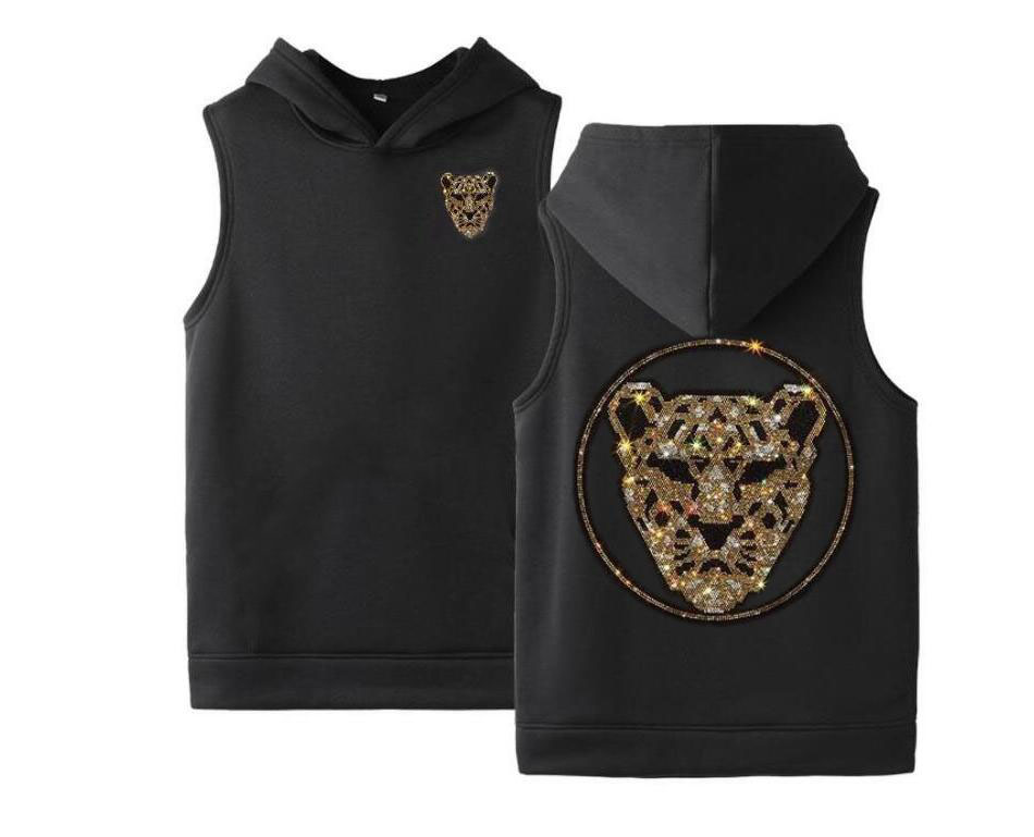 Rhinestone Hooded Mens Oversize brand designer Sleeveless Men's Vest Sweatshirt, As shown
Rhinestone Hooded Mens Oversize brand designer Sleeveless Men's Vest Sweatshirt, As shown