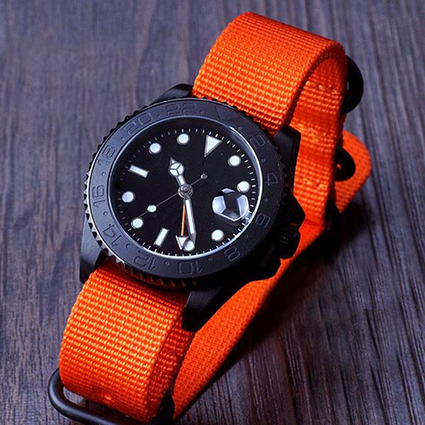 Wristwatches 40MM Sterile Dial Sapphire Glass Brushed Ceramic Bezel Seeing Case Back Orange Nylon GMT Automatic Men's Wristwatch, Glass case back
Wristwatches 40MM Sterile Dial Sapphire Glass Brushed Ceramic Bezel Seeing Case Back Orange Nylon GMT Automatic Men's Wristwatch, Glass case back
