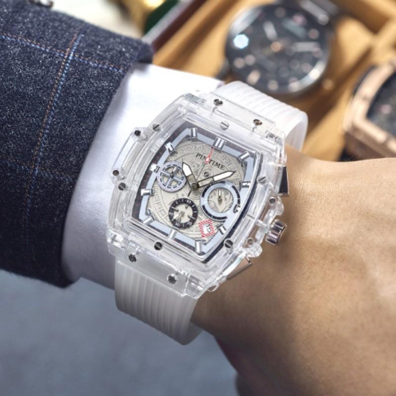 Wristwatches PINTIME Quartz Watch Men's Luxury Transparent Chronograph Hip Hop Student Silicone Clock Hombre Relogio, Bronze
Wristwatches PINTIME Quartz Watch Men's Luxury Transparent Chronograph Hip Hop Student Silicone Clock Hombre Relogio, Bronze