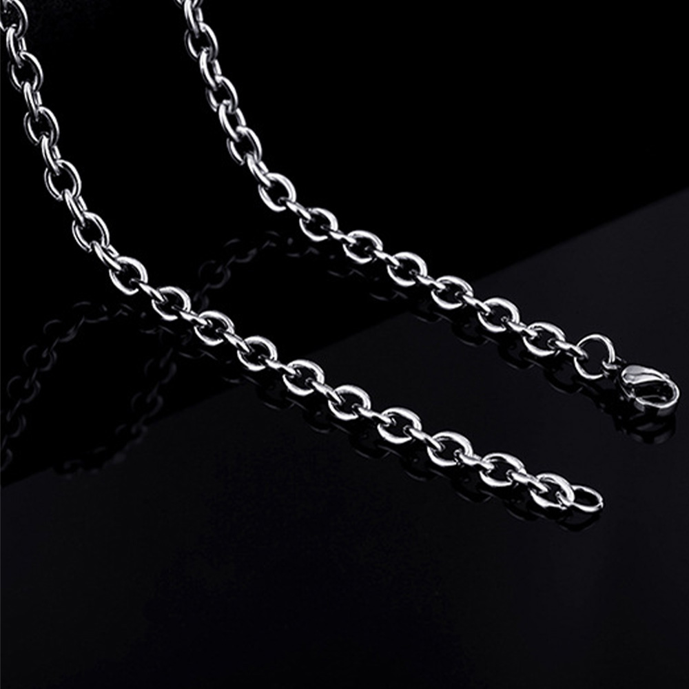 3mm/4mm Silver Stainless Steel Trace O Chain Link for Men Women Necklace 45cm-75cm Length with Velvet Bag