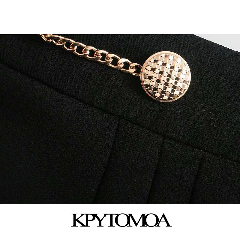 Women Chic Fashion With Chain Pleated Bermuda Shorts Skirts High Waist Back Zipper Female Mujer 210420