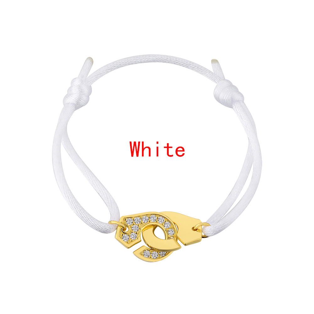 Gold Color Handcuff With Zircon 925 Sterling Silver Wedding Bracelet France Style Jewelry For Women Men Menottes Adjustable Rope