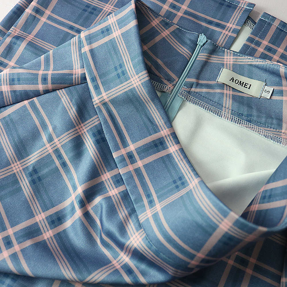 Women High Waist Plaid Pencil Skirts Bodycon Retro Classy Elegant Office Ladies Summer Modest Slim African Fashion Jupes Falads 210619