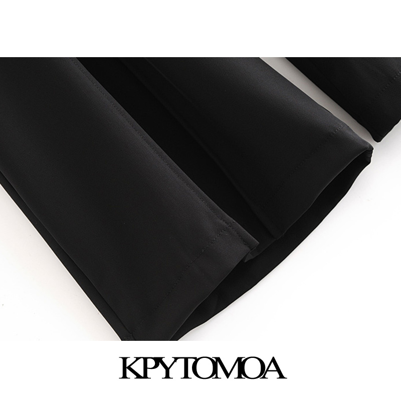 Women Fashion With Buckles Pleated Wide Leg Pants High Waist Back Zipper Female Ankle Trousers Mujer 210420