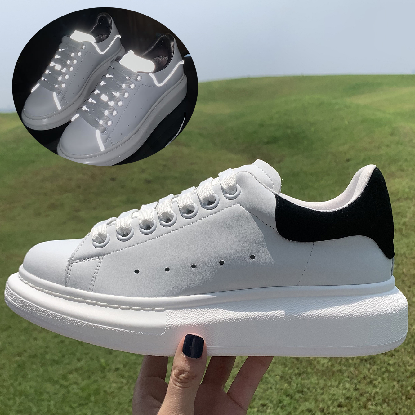 Fashion Casual shoes Black Velvet Reflective White Rainbow Multi Color laser blue yellow Genuine Leather Men Women Comfort Pretty Platform Sneaker, #41- bubble wrap packaging
Fashion Casual shoes Black Velvet Reflective White Rainbow Multi Color laser blue yellow Genuine Leather Men Women Comfort Pretty Platform Sneaker, #41- bubble wrap packaging