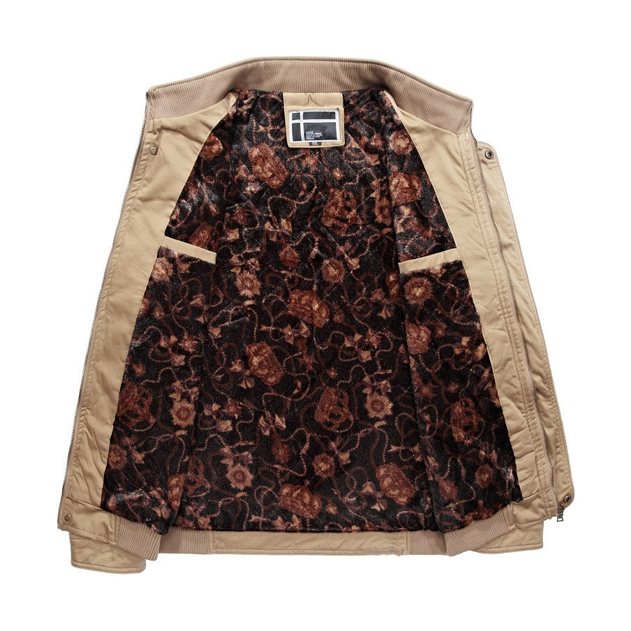 Windbreaker Jacket Mens Winter Stand Collar Coats Bomber Jackets Warm Thicken Fleece Parkas Male Casual Outerwear Clothing 210518