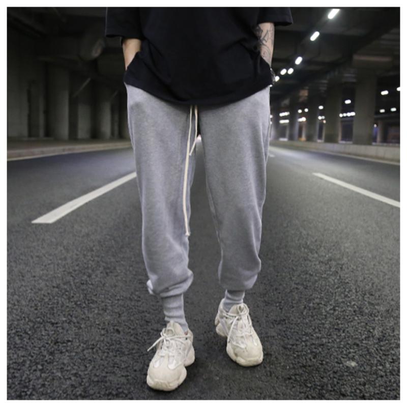 Dark Wind European And American High Street Loose Terry Cloth Ribbed Drawstring Pants Trendy All-match Casual Cotton Men's