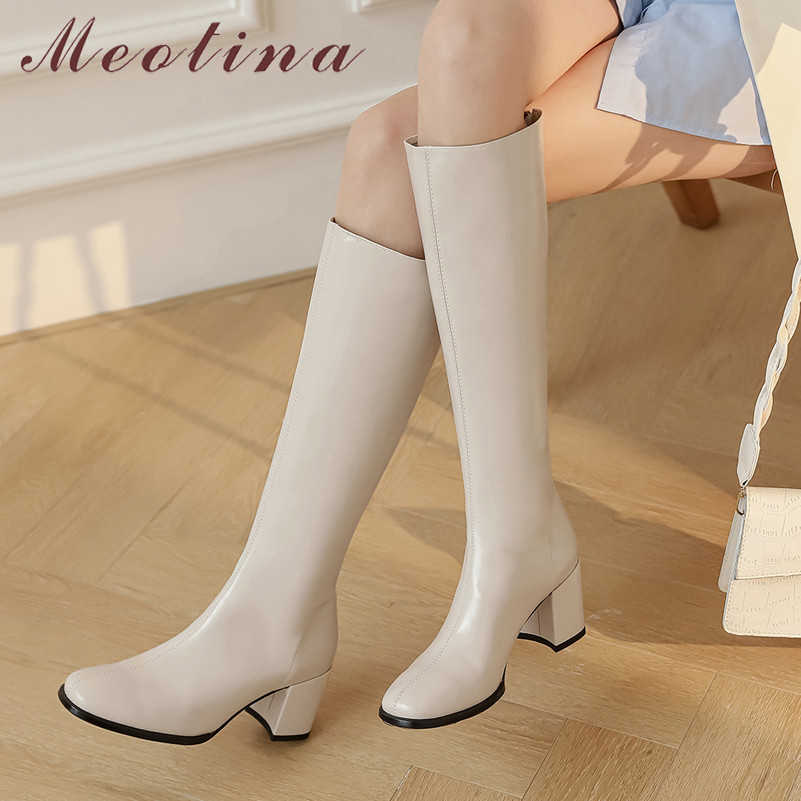 Meotina Real Leather Knee High Boots Women High Heel Shoes Square Toe Long Boots Zipper Chunky Heel Boots Ladies Autumn Winter 210608, Black synthetic lin
Meotina Real Leather Knee High Boots Women High Heel Shoes Square Toe Long Boots Zipper Chunky Heel Boots Ladies Autumn Winter 210608, Black synthetic lin