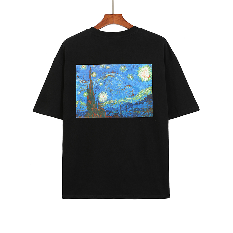 Europe USA Spring Summer fashion T Shirt Starry Night Painting Skateboard Tshirt Men Women Short Sleeve streetwear Tee, White;black
Europe USA Spring Summer fashion T Shirt Starry Night Painting Skateboard Tshirt Men Women Short Sleeve streetwear Tee, White;black