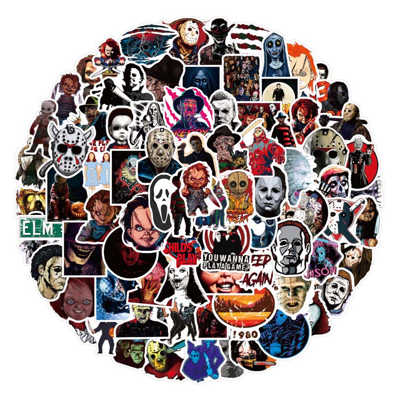 Auto Horror Movie Stickers Freday Childs Play Laptop Decals Skateboard Guitar Suitcase Freezer Motobike Graffit DIY Cartoon Kid Gift Sticker 50PCS/Lot