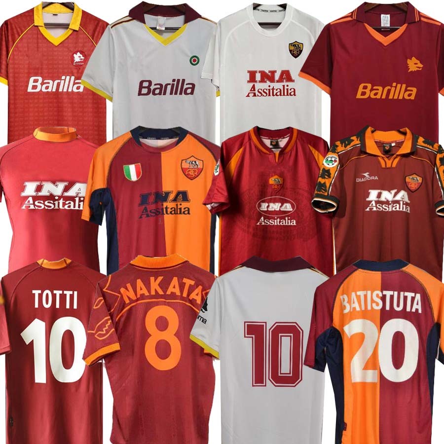 01 00 2002 ROMA RETRO soccer jersey 00 01 02 89 90 96 97 Roma TOTTI BATISTUTA Candela Montella classic commemorate Collection Maglia da, Black
01 00 2002 ROMA RETRO soccer jersey 00 01 02 89 90 96 97 Roma TOTTI BATISTUTA Candela Montella classic commemorate Collection Maglia da, Black