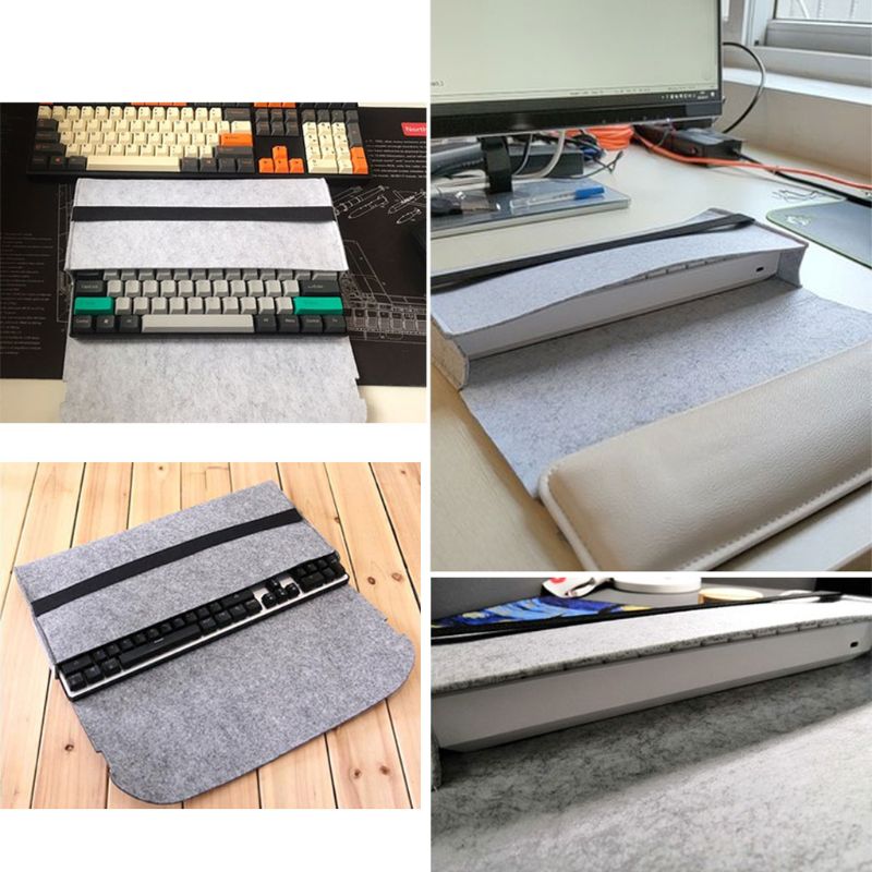 Large Capacity Portable Storage Organizer Felt Practical Elastic Band Durable Pouch Dust Proof Mechanical Keyboard Bag